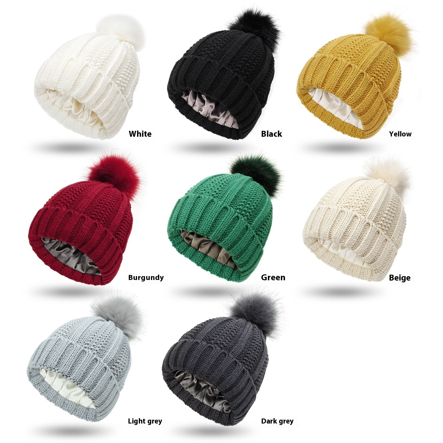 Woolen Cap Knitted Protection Hairstyle Silky Stretch Satin Knitted Hat Limorista