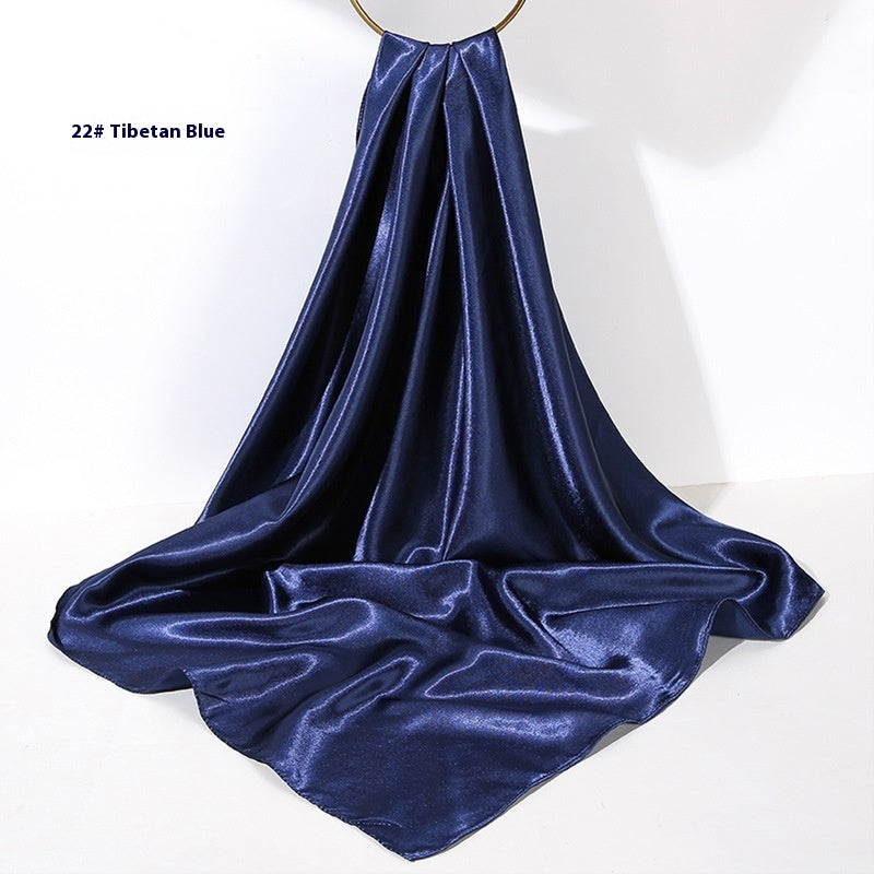 Pure Color Silk Scarf Artificial Silk 90cm Shiny Satin Shawl Limorista
