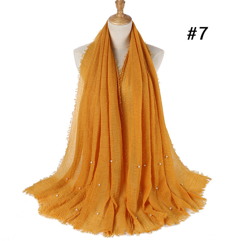 Cotton and linen crumpled monochrome scarf Limorista