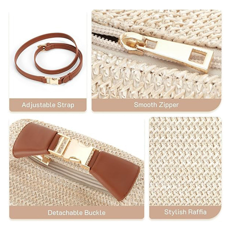 Simple Casual All-match Straw Shoulder Bag Crossbody Women&