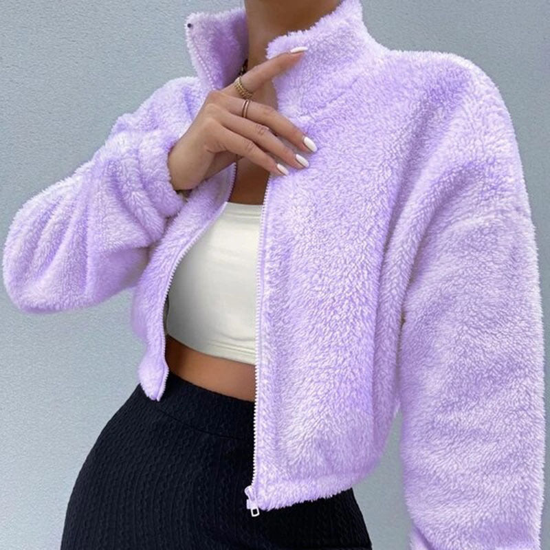 Autumn And Winter Leisure Short Zipper Furry Coat Limorista