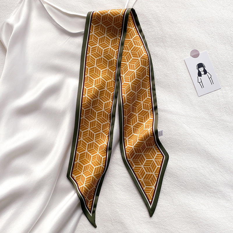 Narrow Long Strip Small Silk Scarf Women Fashion Leopard Pattern Limorista