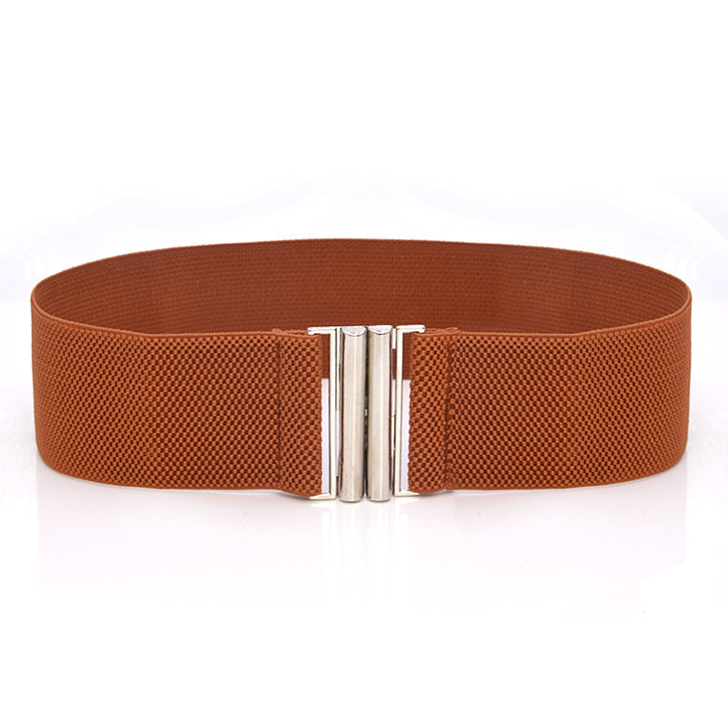 Elastic Elastic Silver Buckle Wide Belt Decorated Skirt Accessories Limorista