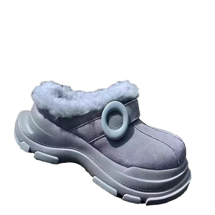 Ugly And Cute Big Head Snow Boots Fur Integrated Women&