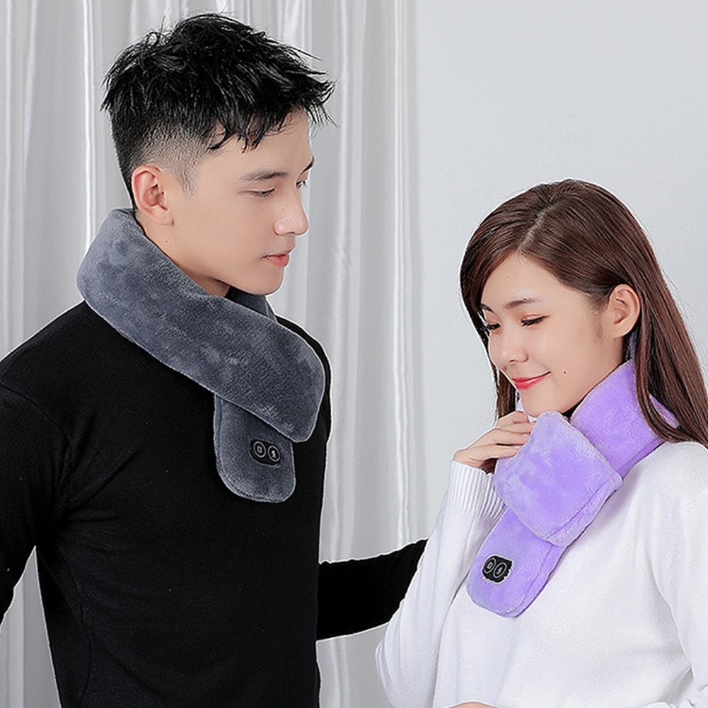 Women Men Soft Temperature Control Pain Relief Cervical Massage Shoulder Neck Wrap USB Heated Scarf Shawl Washable Winter Warm Limorista