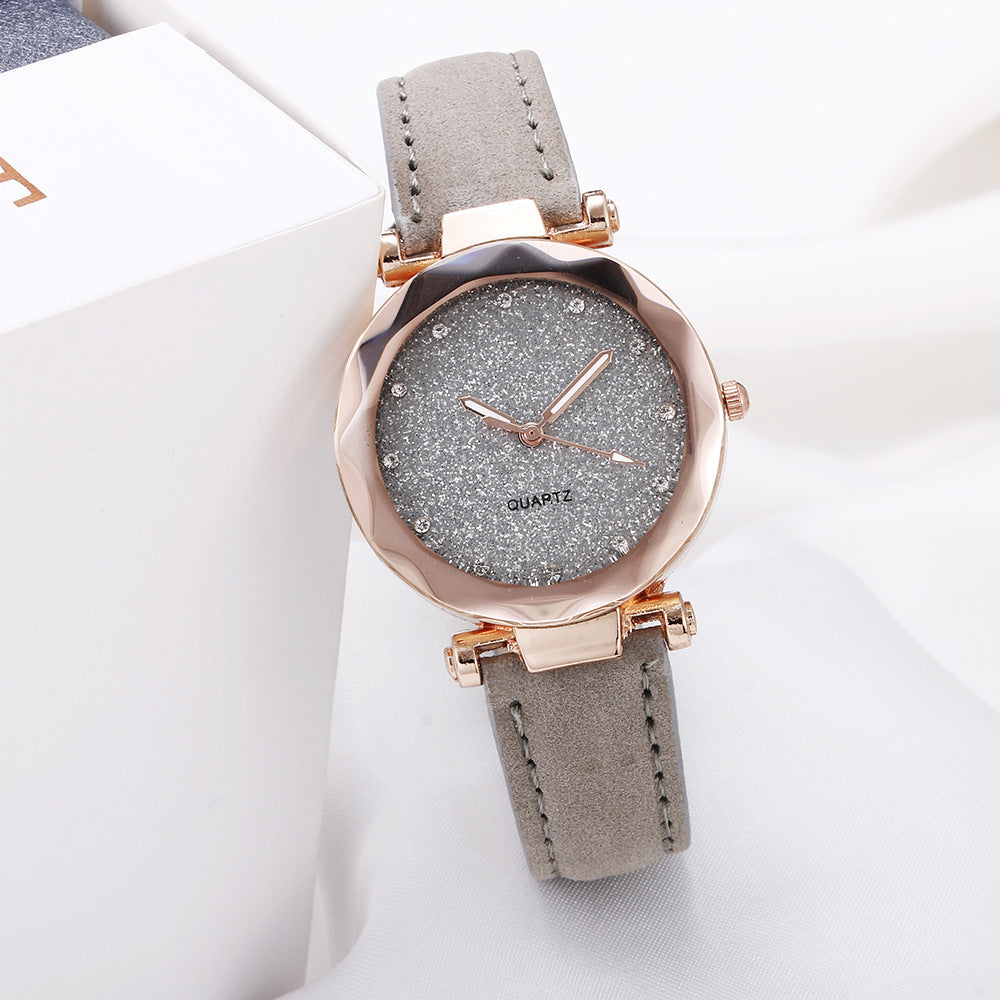 Casual Women Romantic Starry Sky Wrist Watch Leather Rhinestone Designer Ladies Clock Limorista