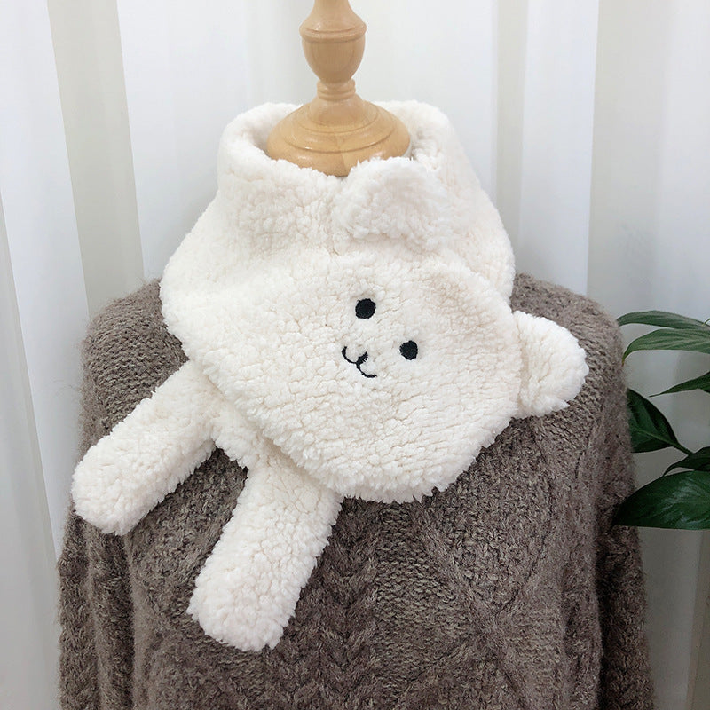 Winter Women Novelty Warm Cute Bear Plush Scarf Lamb Wool Limorista