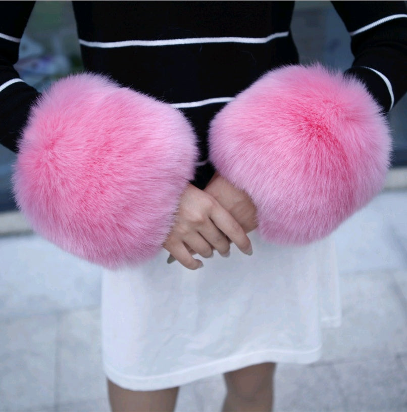Warm sleeves fur fur cuff gloves windproof cuffs bracelets imitation rabbit fur imitation fox fur wristbands hand ring Limorista
