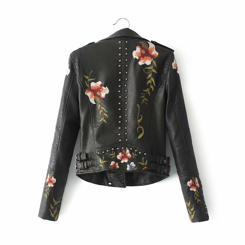 Embroidered studded leather jacket Limorista