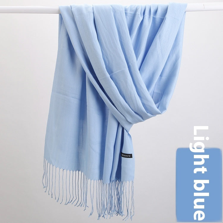 Pure Color Warm Keeping Scarf All-match Cashmere Shawl Limorista