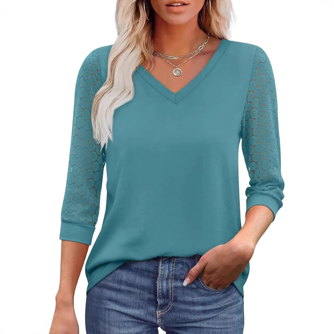 Limorista - Hollow-out Lace Tops Casual Loose