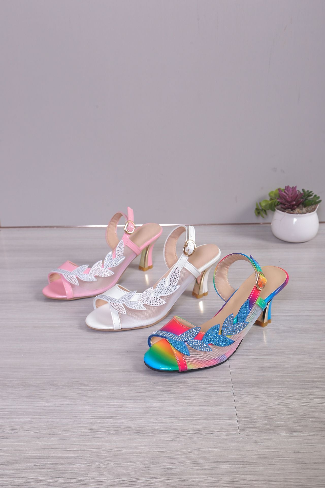Summer New High Heel Sandals Stiletto Heel Rhinestone Buckle Sandals Fashion Sexy High Heels Limorista