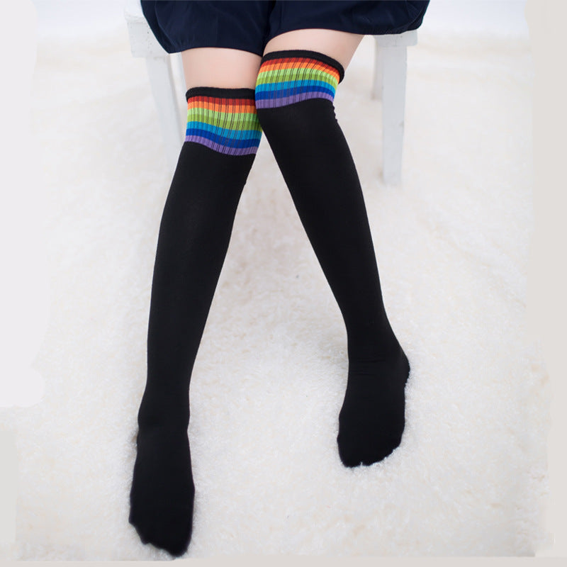Rainbow long socks fall and winter knee socks Limorista