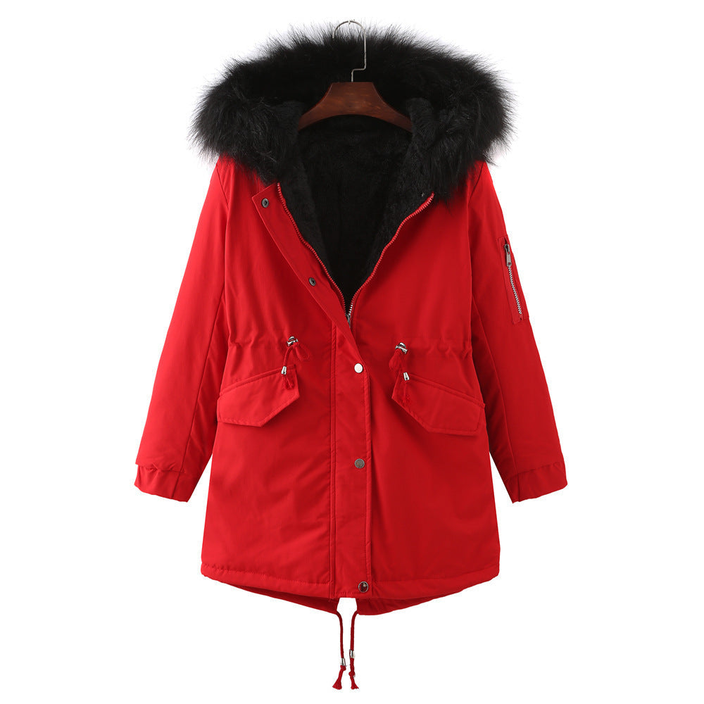 Winter Clothing Fleece-lined Thickened European Size Cotton-padded Coat Limorista