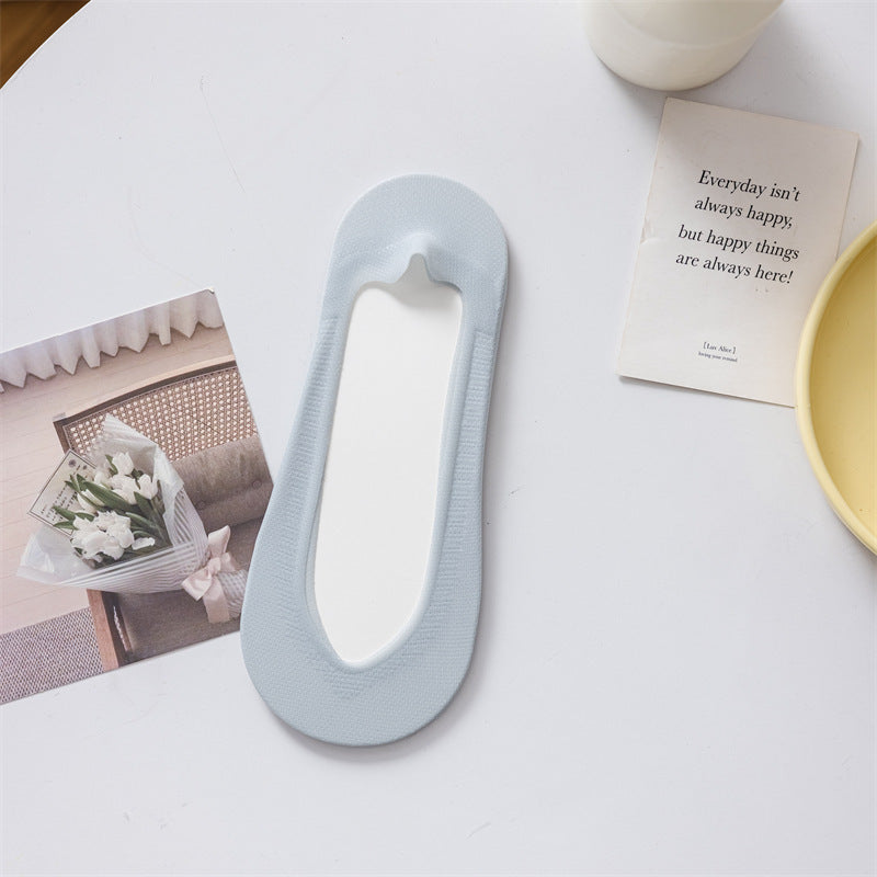 V Cut Ice Silk Mesh Invisible Female Socks Bottom Heel Color Matching Limorista