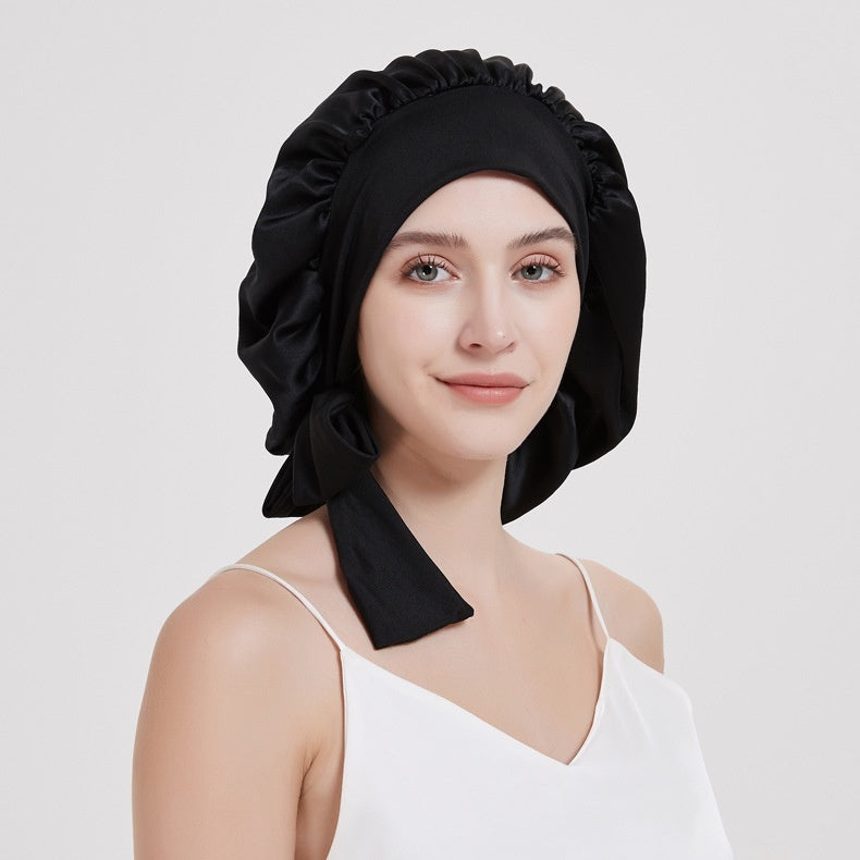 Wide-brimmed Lace-up Adjustable Elastic Large Silk Nightcap Limorista