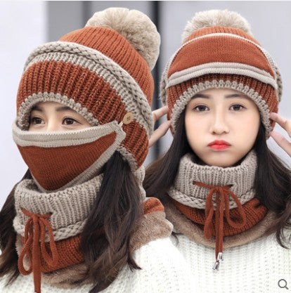 Hat Female Winter Wool Hat Outdoor Thick Warm Winter Hat Riding Windproof Hat Bib Mask Cap Head Cap Limorista