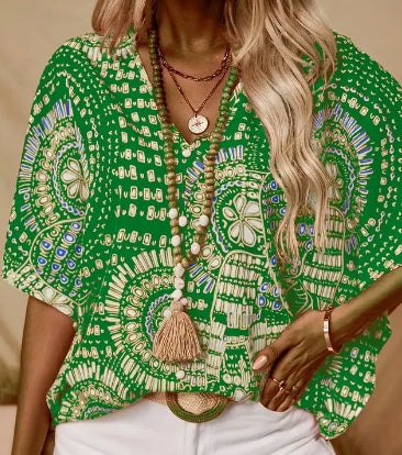 Vacation Style Batwing Sleeve Top Limorista