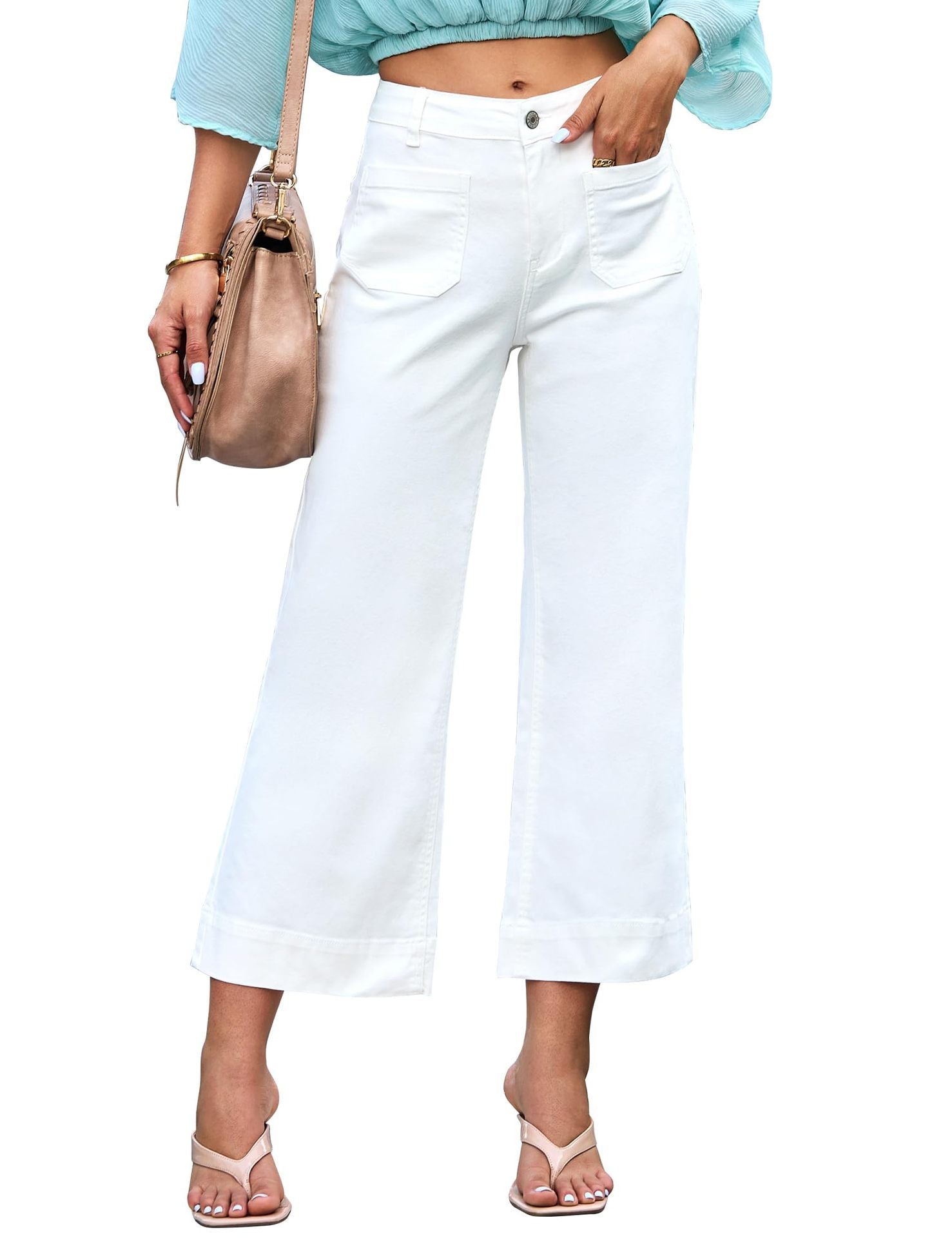 Slimming And Wide Leg Straight-leg Pants Washed Jeans Cropped Pants Limorista