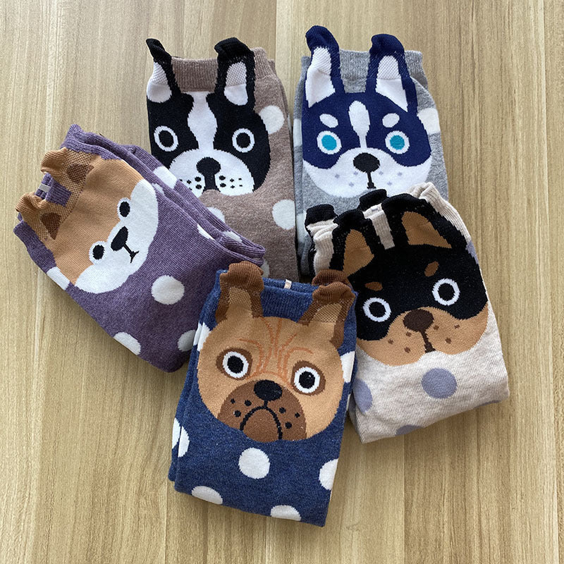 Cute cartoon polka dot puppy in tube socks women socks cotton socks Limorista
