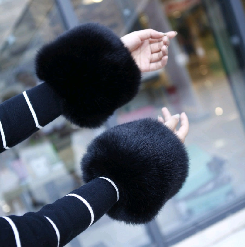 Warm sleeves fur fur cuff gloves windproof cuffs bracelets imitation rabbit fur imitation fox fur wristbands hand ring Limorista