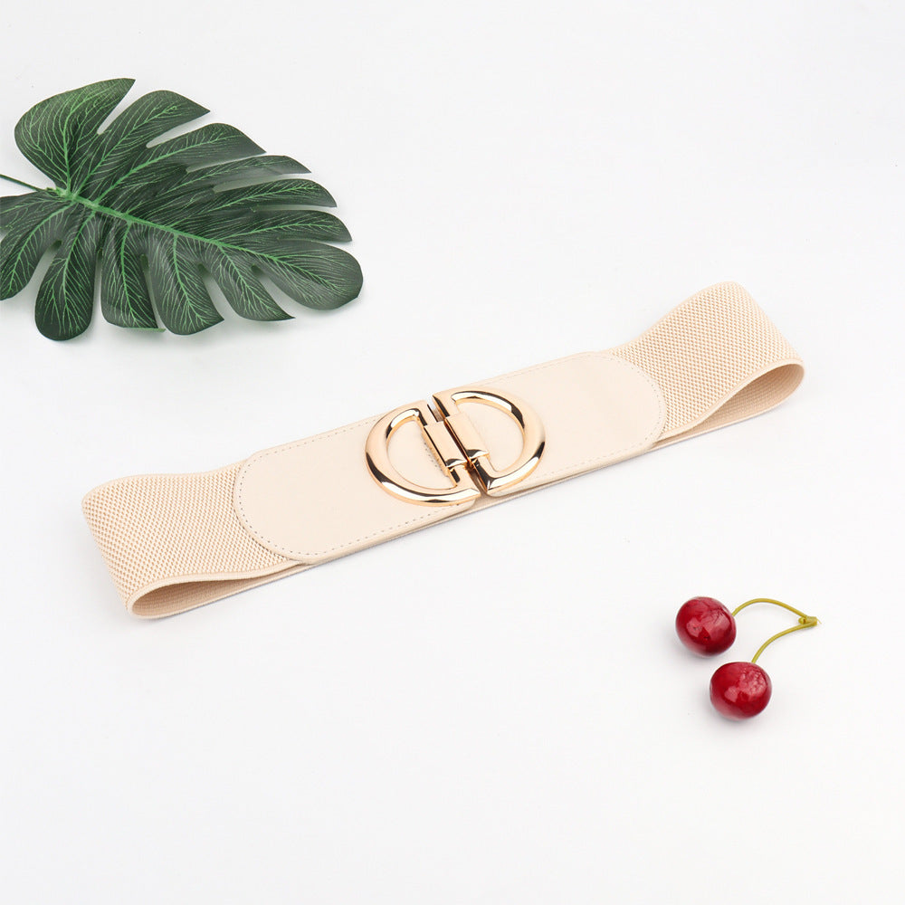 Elastic A Pair Of Buckles Wide Belt Women Limorista
