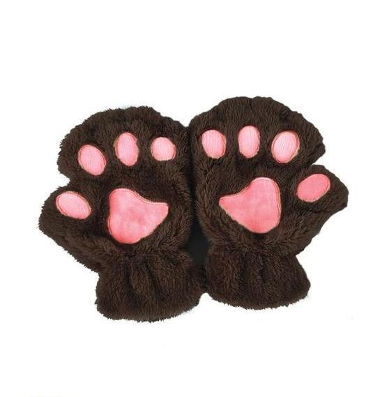 Winter Lovely Half Cover Paw Bear Cat Claw Gloves Short Finger Limorista
