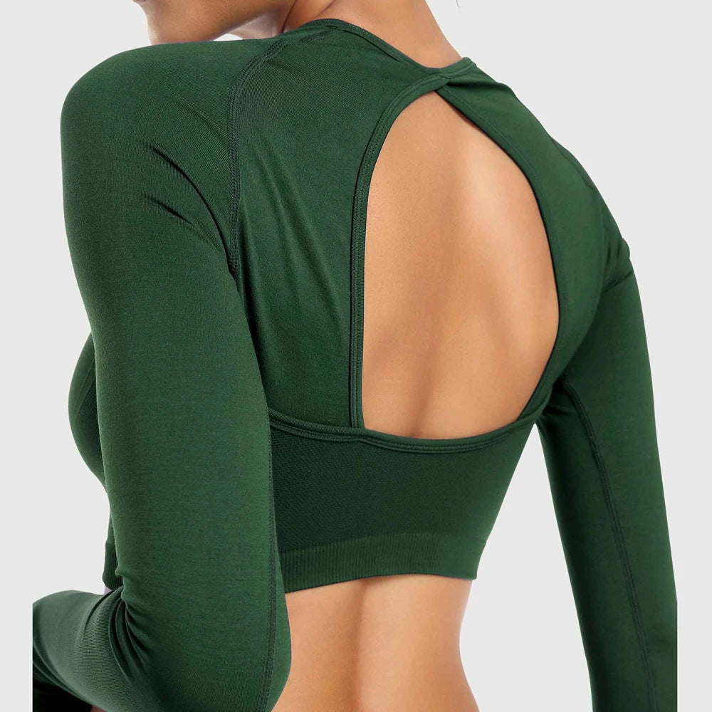 European And American Slim Fit Long Sleeve Yoga Wear Outdoor Quick-drying Top Limorista