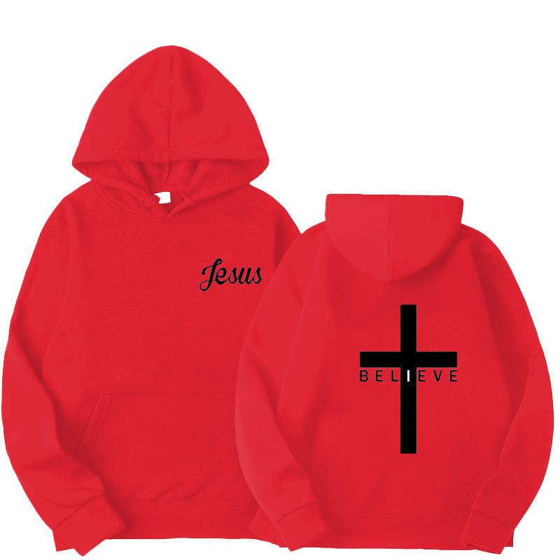 Believe Cross Printed Hoodie Men&