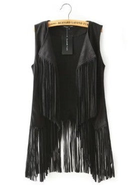 Limorista - Ethnic Sleeveless Tassels Fringed Cardigan Vest