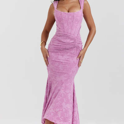Mozision Off-shoulder Backless Sexy Evening Dress For Women Purple Sleeveless Strapless Ruched Bodycon Club Party Dress Limorista
