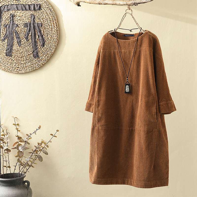 New solid color dress Korean loose three-quarter sleeves Limorista