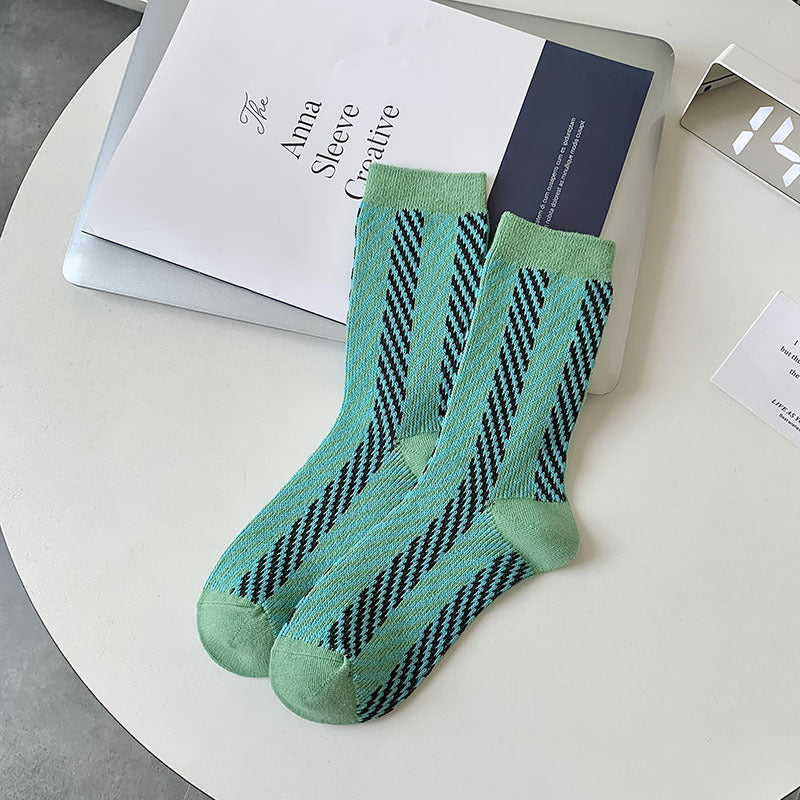 Dopamine Retro Mid-calf Length Double Needle Sweet Cool Street Ladies Loose Socks Limorista