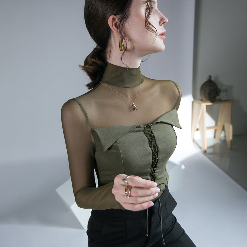 Ladies Design Sense Mesh Splicing Top Inner Wear - Limorista