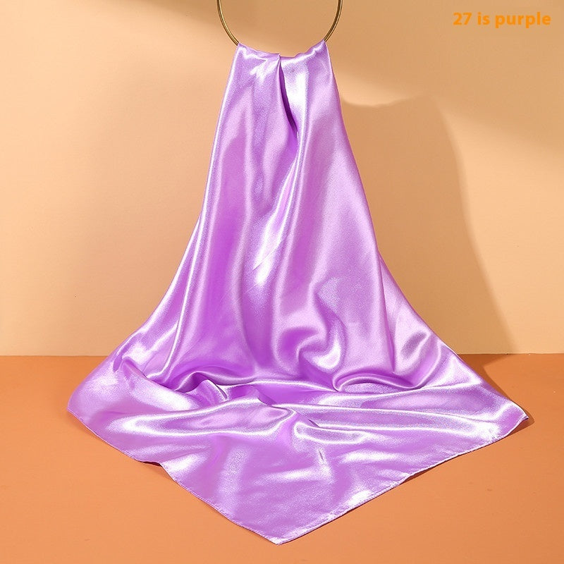 Pure Color Silk Scarf Artificial Silk 90cm Shiny Satin Shawl Limorista
