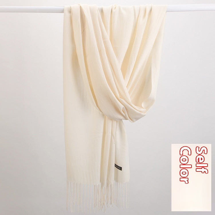 Pure Color Warm Keeping Scarf All-match Cashmere Shawl Limorista