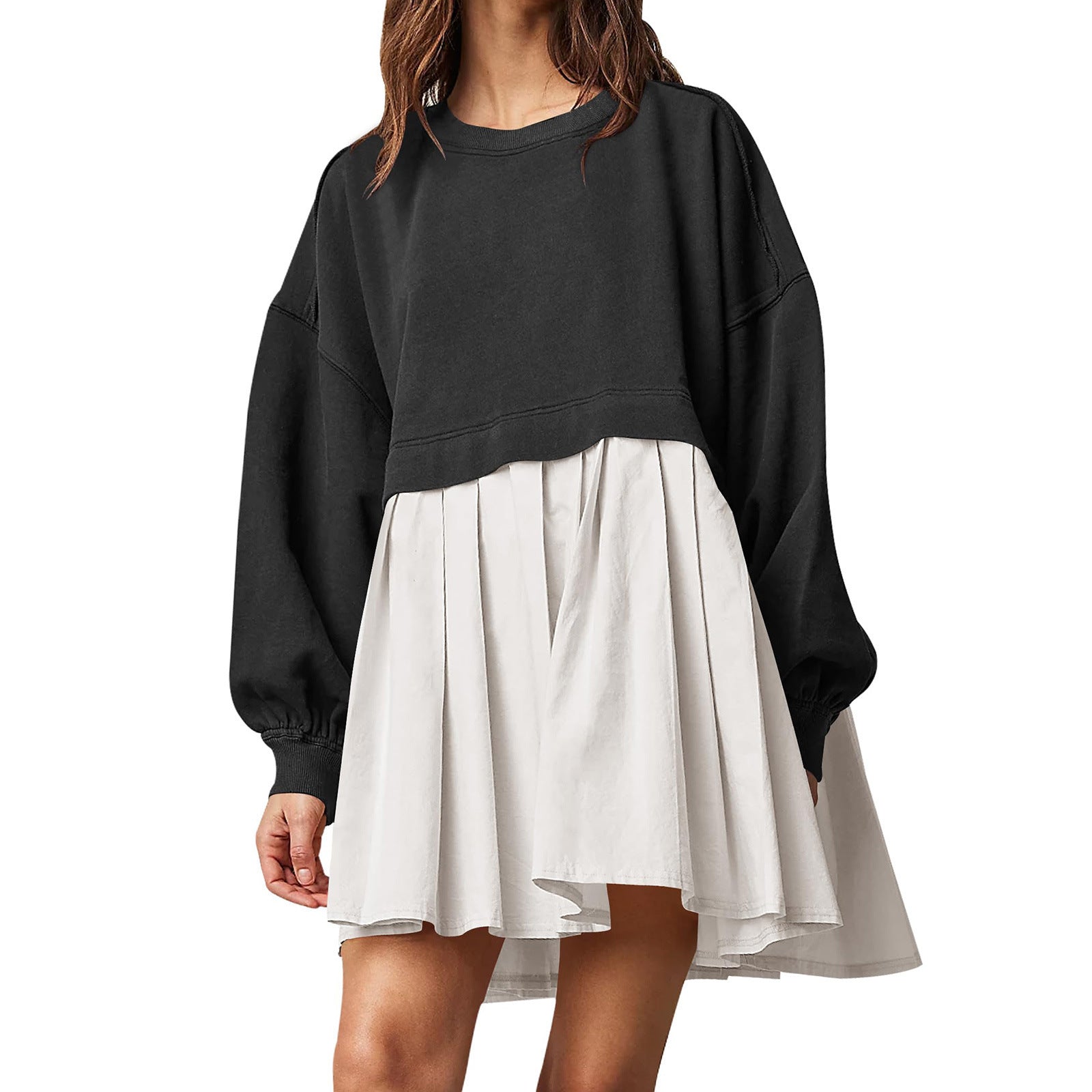 Sweater Dress Loose Long Sleeve Crewneck Pullover Tops Relaxed Fit Sweatshirts Short Dress Autumn And Winter Limorista