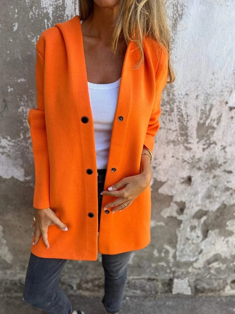 Casual Hooded Single-Breasted Cardigan Fashion Loose Solid Color Jacket Spring And Autumn Women&