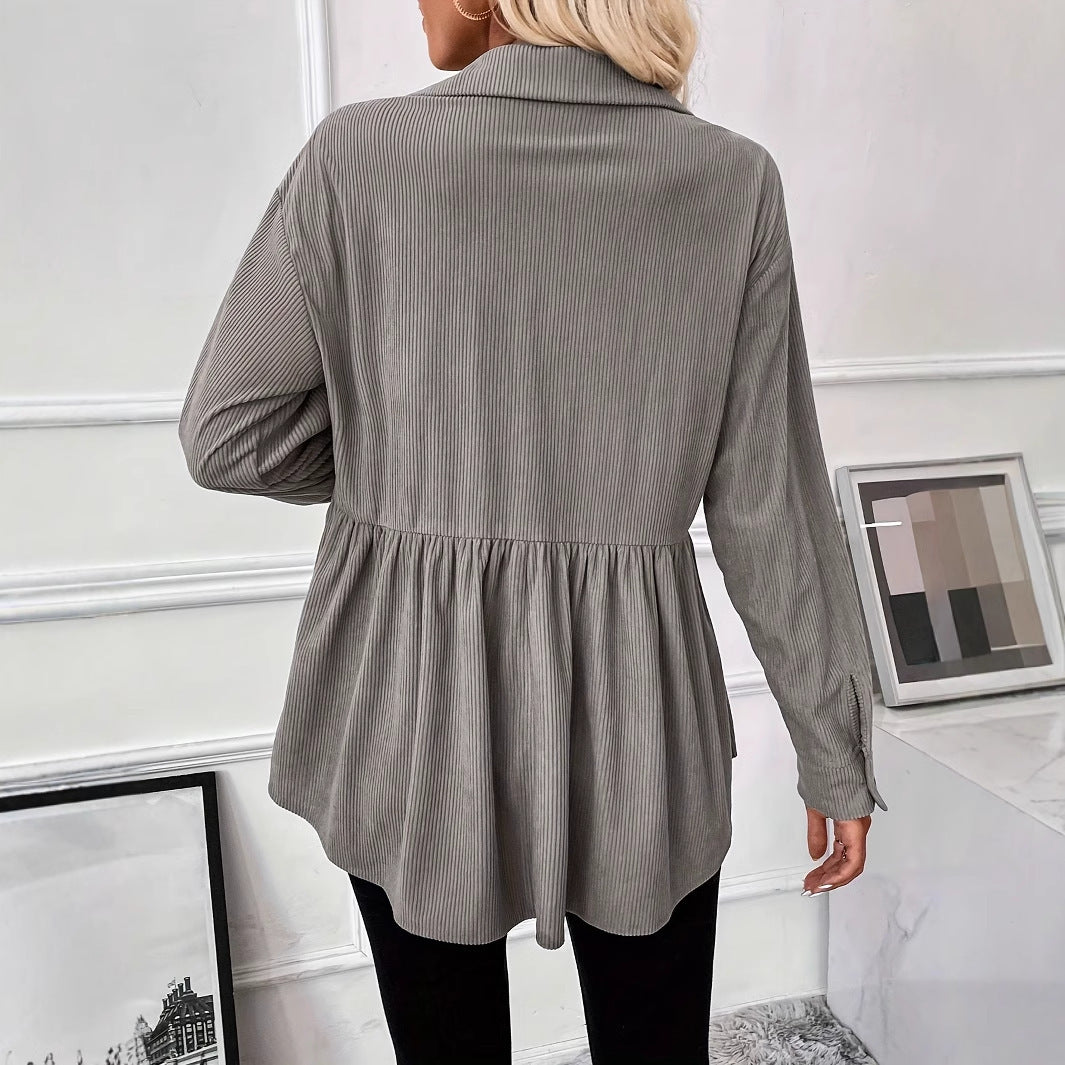 Casual Doll Shirt Coat Corduroy Shirt For Women Limorista
