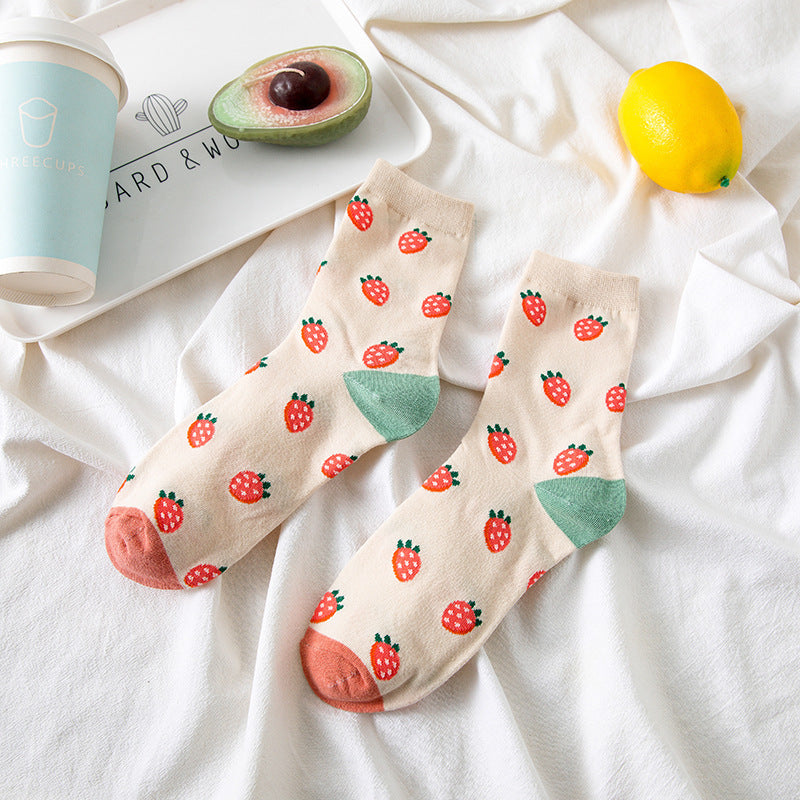 Gentle Sweet Strawberry Tomato Pastoral Style Japanese-style Retro Artistic Lolita Tube Socks Limorista