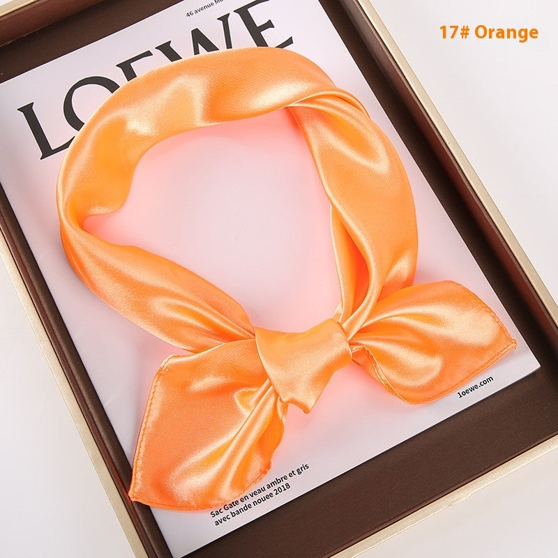 Solid Color Square Scarf Artificial Silk Small Square Towel Limorista