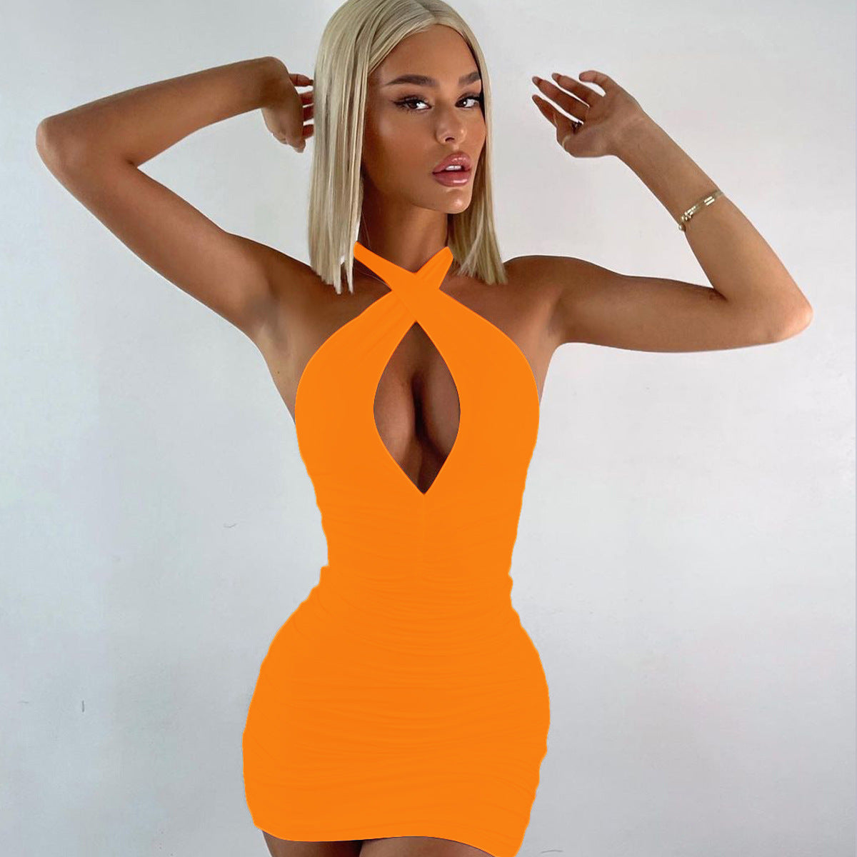 European And American Sexy Sleeveless Pleated Nightclub Mini Dress Limorista
