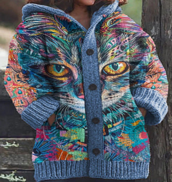 Abstract 3D Printing Casual Cloak Coat Women Limorista