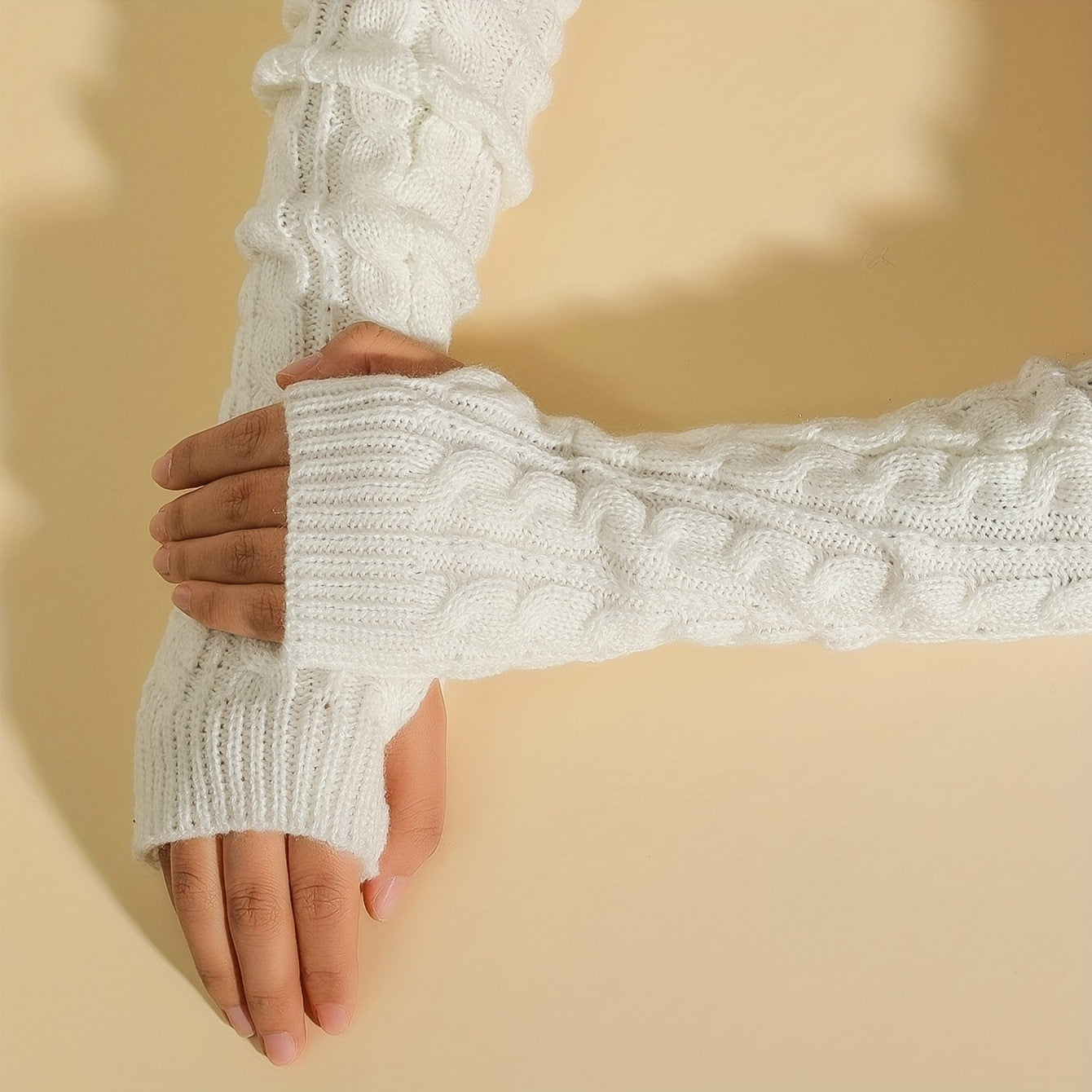 Twist Gloves Wool Half Finger Short Wristband Leakage Finger Arm Sleeve Winter Warm Limorista