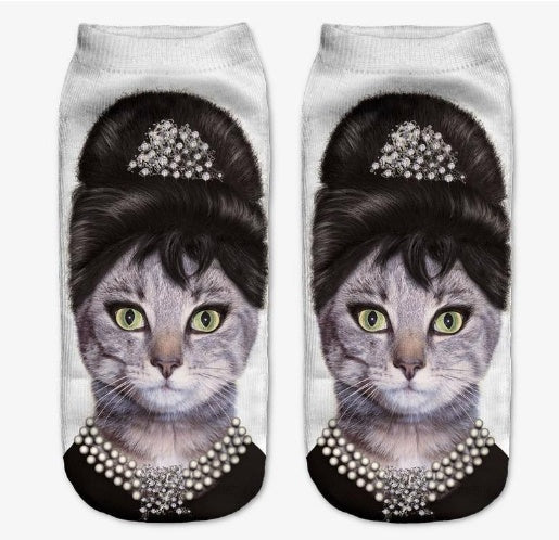 Popular Funny Unisex Short Socks 3D Cat Printed Anklet Socks Casual Socks Limorista