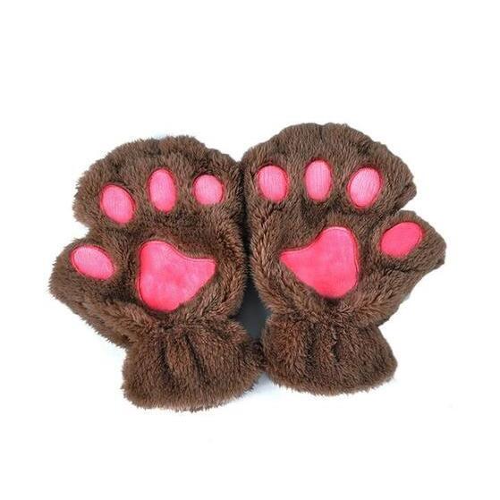 Winter Lovely Half Cover Paw Bear Cat Claw Gloves Short Finger Limorista