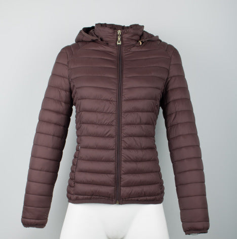 Autumn And Winter Zipper Short Hooded Detachable Solid Color Stand Collar Lightweight Cotton-padded Jacket Limorista