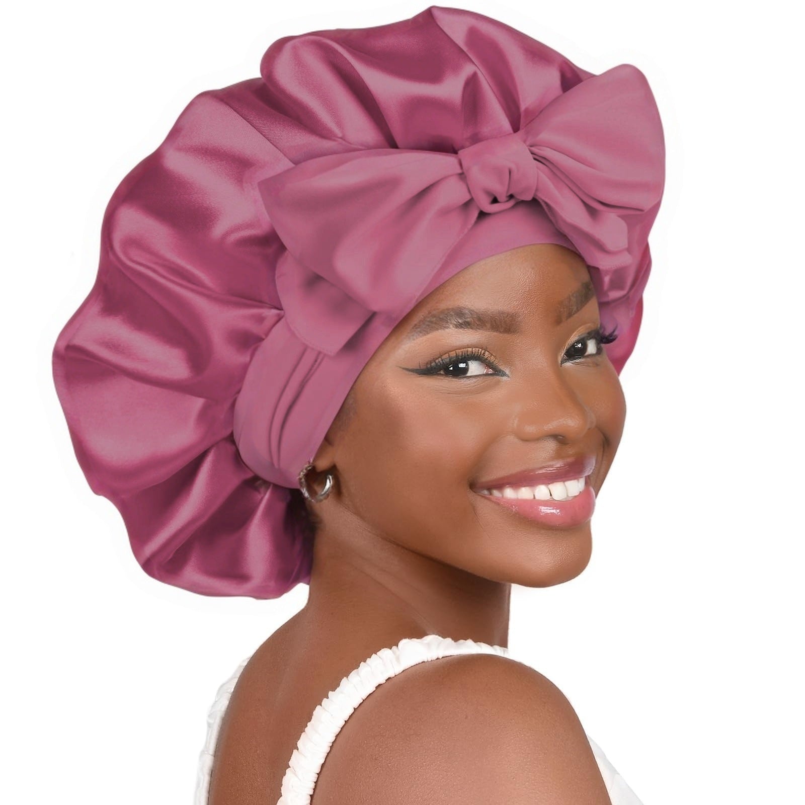 Double-layer Ribbon Round Cap Bow Hair Care Wide-brimmed Hat Limorista