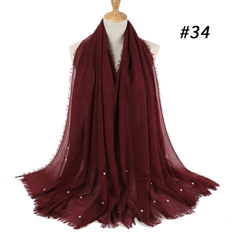 Cotton and linen crumpled monochrome scarf Limorista