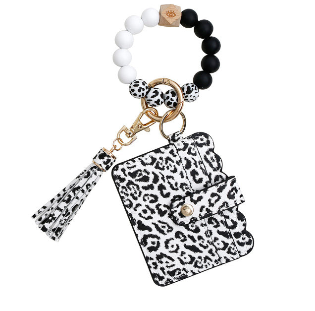 Silicone Bead Bracelet Card Bag Pu Tassel Women&